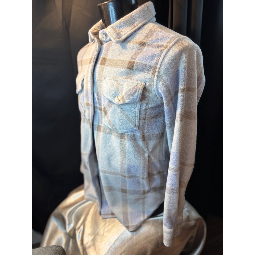 Young Hearts Run Free Lavender Plaid Fleece Shacket Button Down J7711PFKRS M